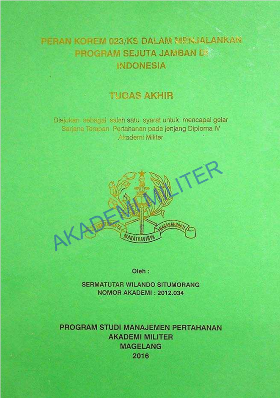 PERAN KOREM 023/KS DALAM MENJALANKAN PROGRAM SEJUTA JAMBAN DI SIBOLGA